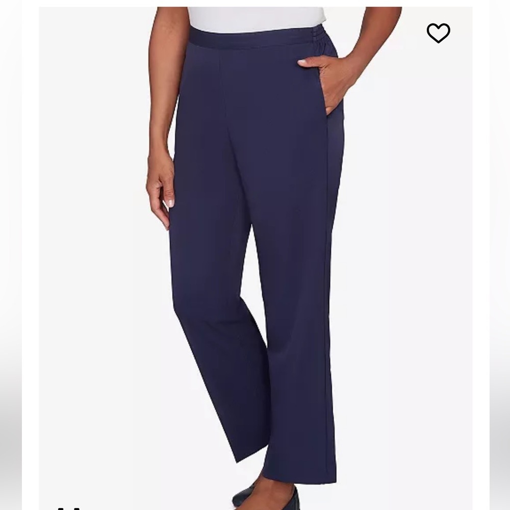 Alfred Dunner Navy Straight Leg Saratoga Spring Tummy Control Casual Pants 6P